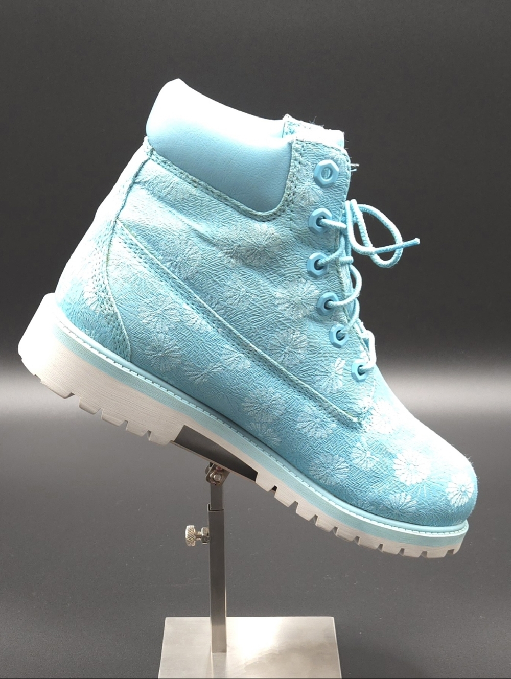 Timberland 6" Waterproof Boots Maui Blue Floral Brocade Big Kids 6‎ Women 7.5 - Picture 4 of 11